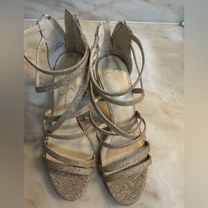 Jessica Simpson Sparkling Strappy Heels - Gold